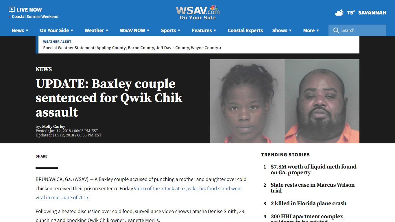 UPDATE: Baxley couple sentenced for Qwik Chik assault - WSAV-TV