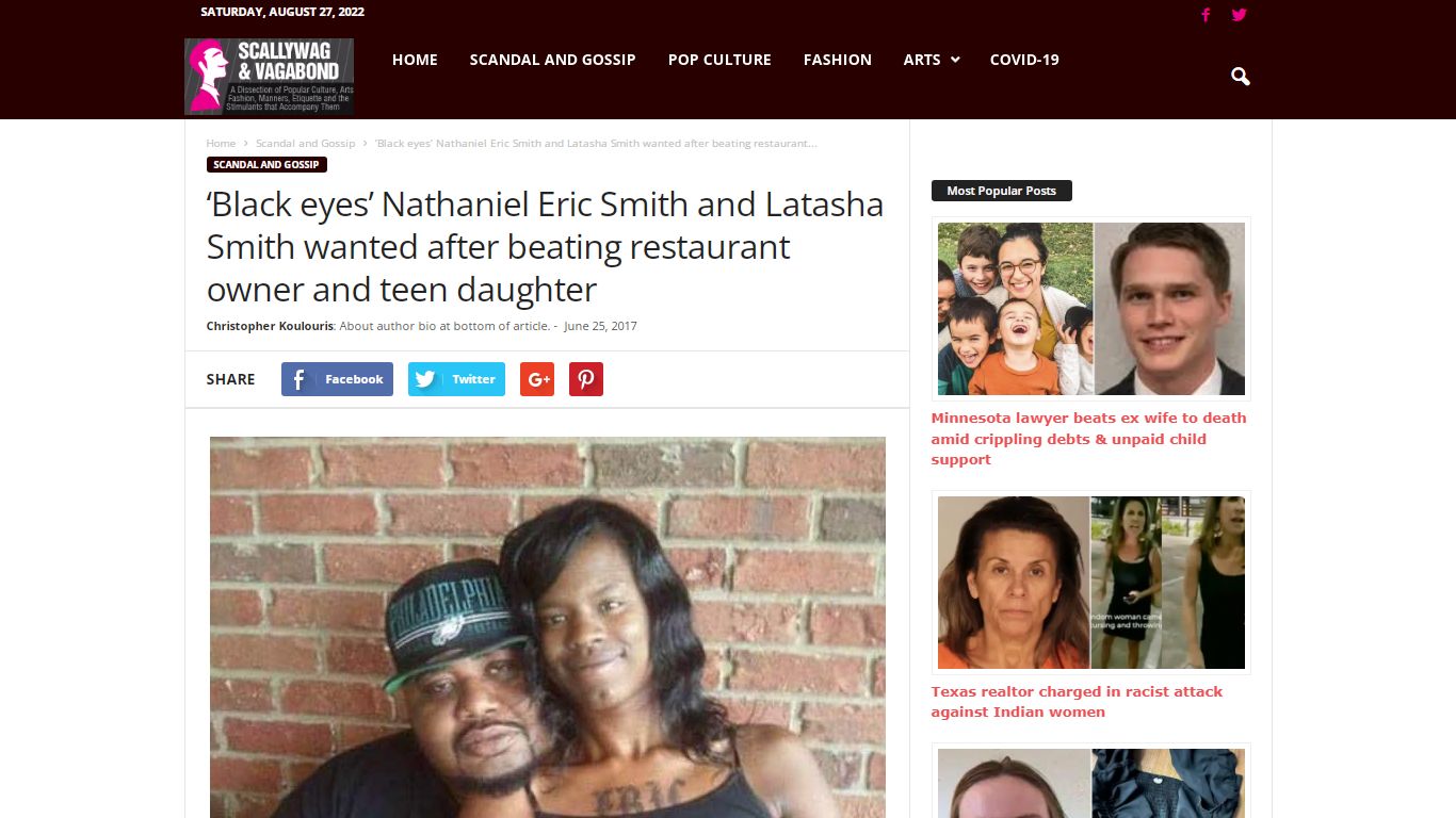 ‘Black eyes’ Nathaniel Eric Smith and Latasha Smith wanted after ...