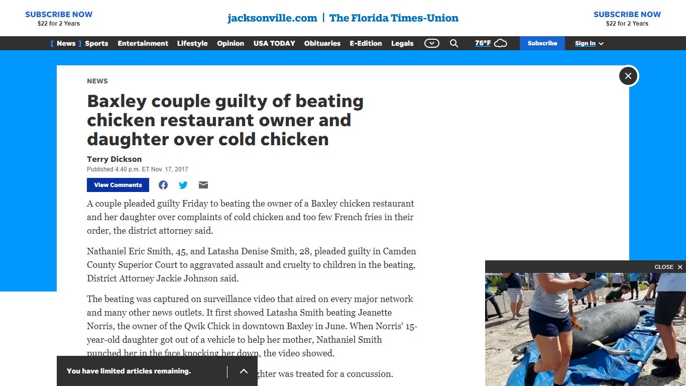 Baxley couple guilty of beating chicken restaurant owner and daughter ...