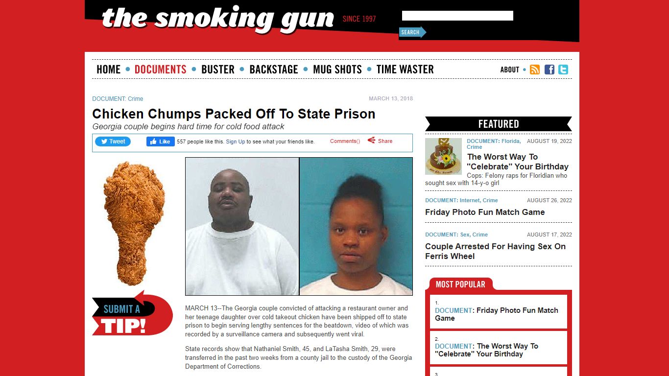 Chicken Chumps Packed Off To State Prison | The Smoking Gun